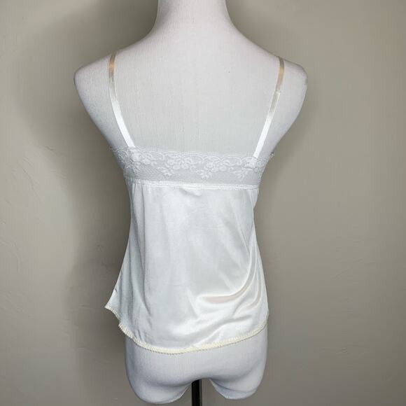 Vintage White Satin Lace Trim Camisole Sz Large - Picture 2 of 7
